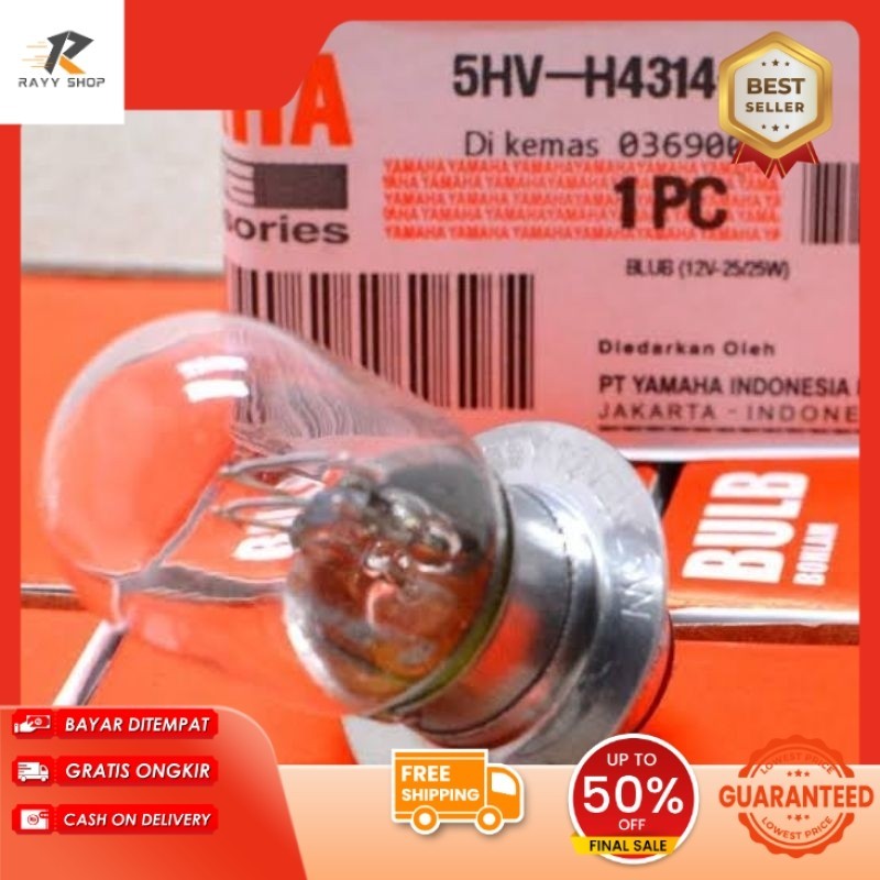 BOHLAM DEPAN YAMAHA 5HV 5LL H4314 00 12V 25W LAMPU BOLAM T19