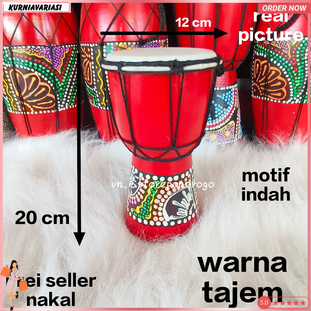 JIMBE 20 CM / kendang jimbe / kendang jawa / kendang reog / ketipung / alat musik / barongan / pecut