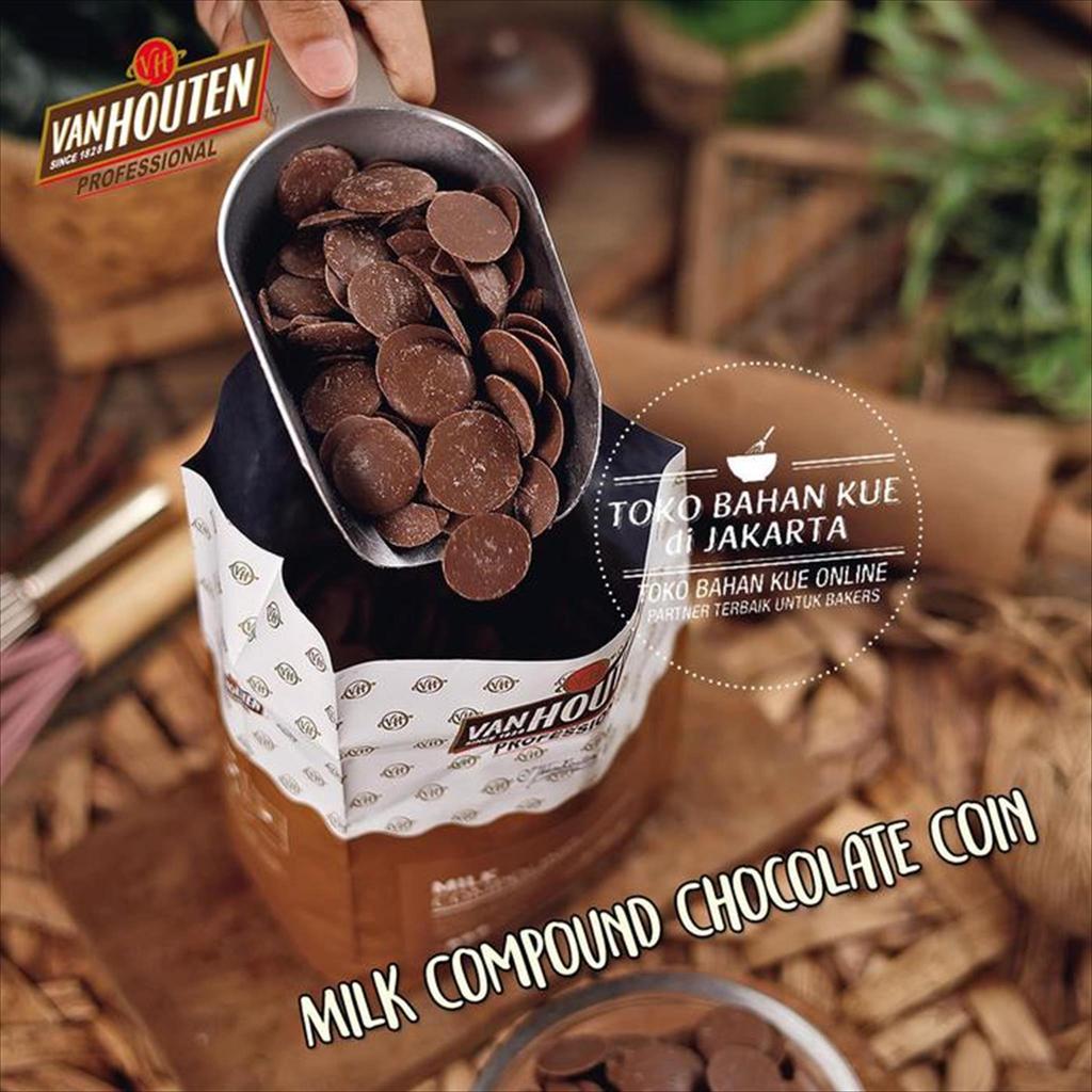 Van Houten Repack 1kg Milk Compound Coin Coklat Baking Professional Cokelat VanHouten Coklat