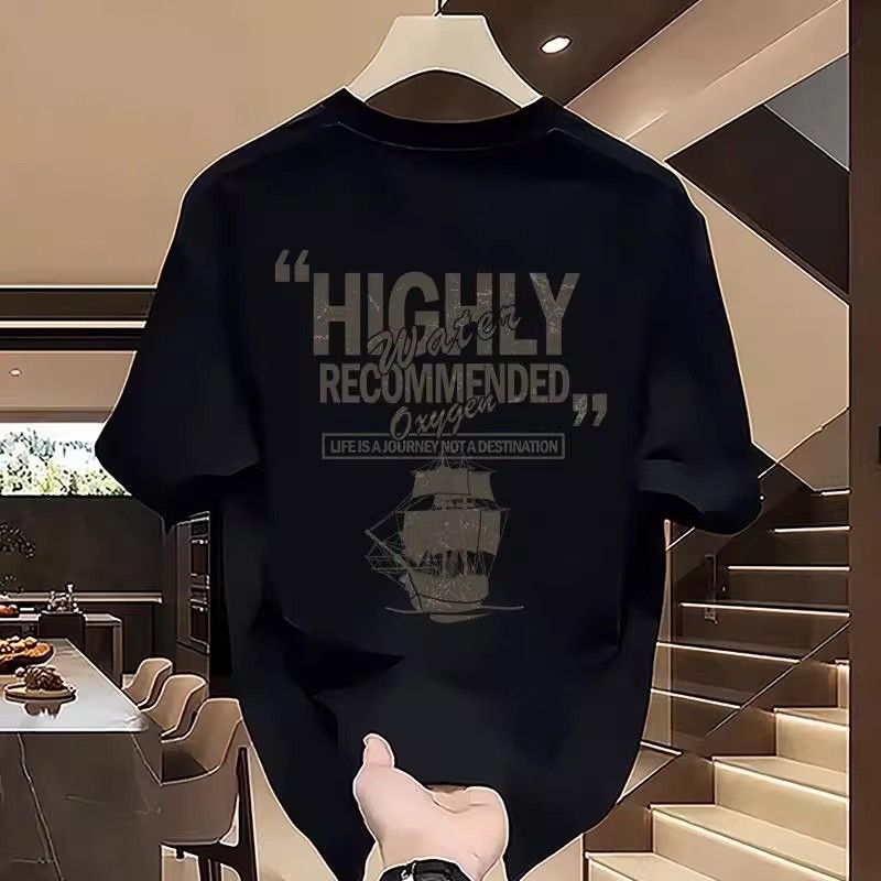 Baju Kaos Pria Streetwear Lengan Pendek - Kaos Hitam Desain Unik "Life is a Journey" & Kapal Pinisi 