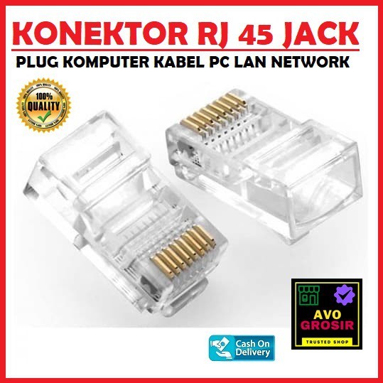 Konektor RJ45 Ethernet 8P8C Kepala Kabel LAN Networking RJ 45