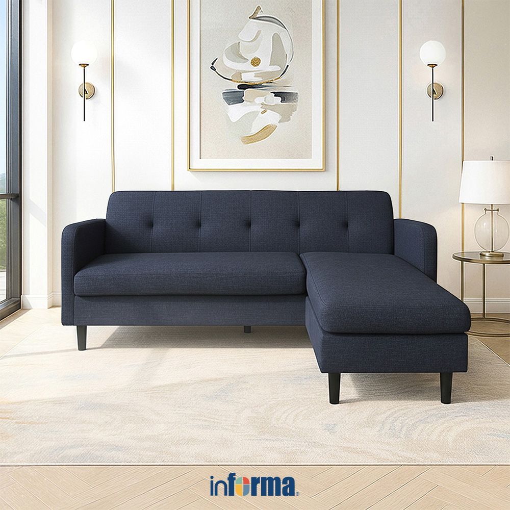 Informa Laura Sofa Modular Sudut Fabric - Biru Sofa Ruang Tamu Sofa Minimalis Kursi Sofa Kursi Ruang