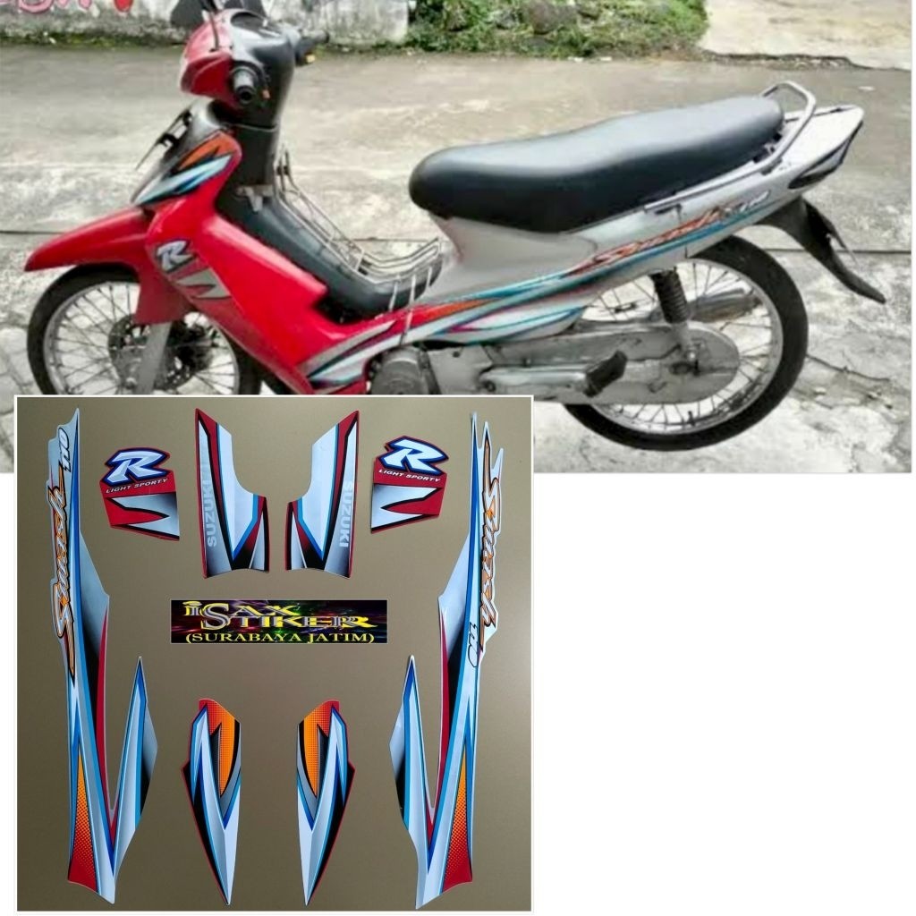 Striping Original Suzuki smash Merah Silver tahun 2005 2006