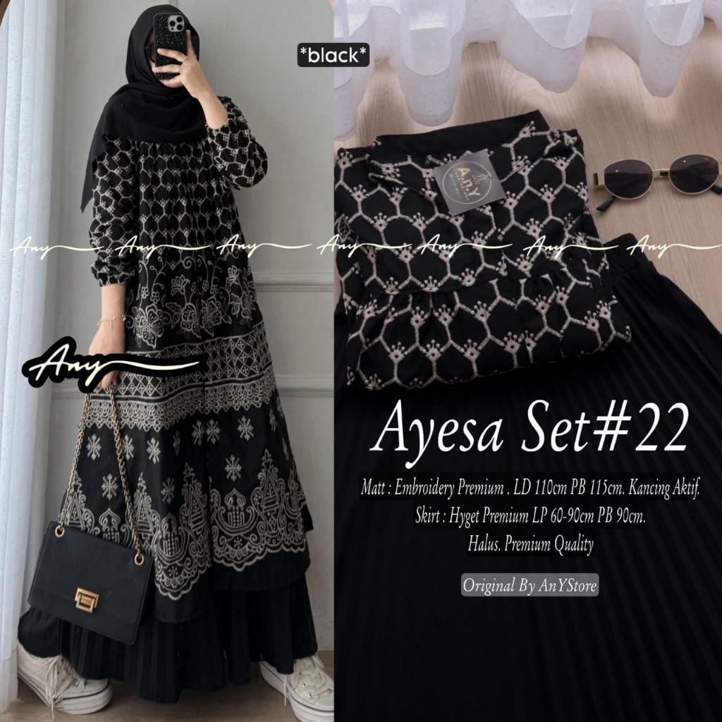 ada grup reseller tanyakan ke admin alyastore ayudia set long tunik katun bolong rok plisket  any - 
