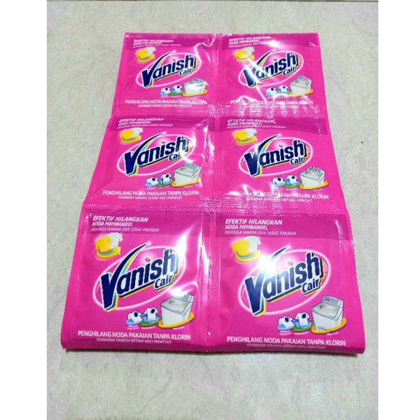Vanish Penghilang Noda Cair Multifungsi Tidak Merusak Serat Pakaian 15ml 1 Renceng isi 12 Sachet