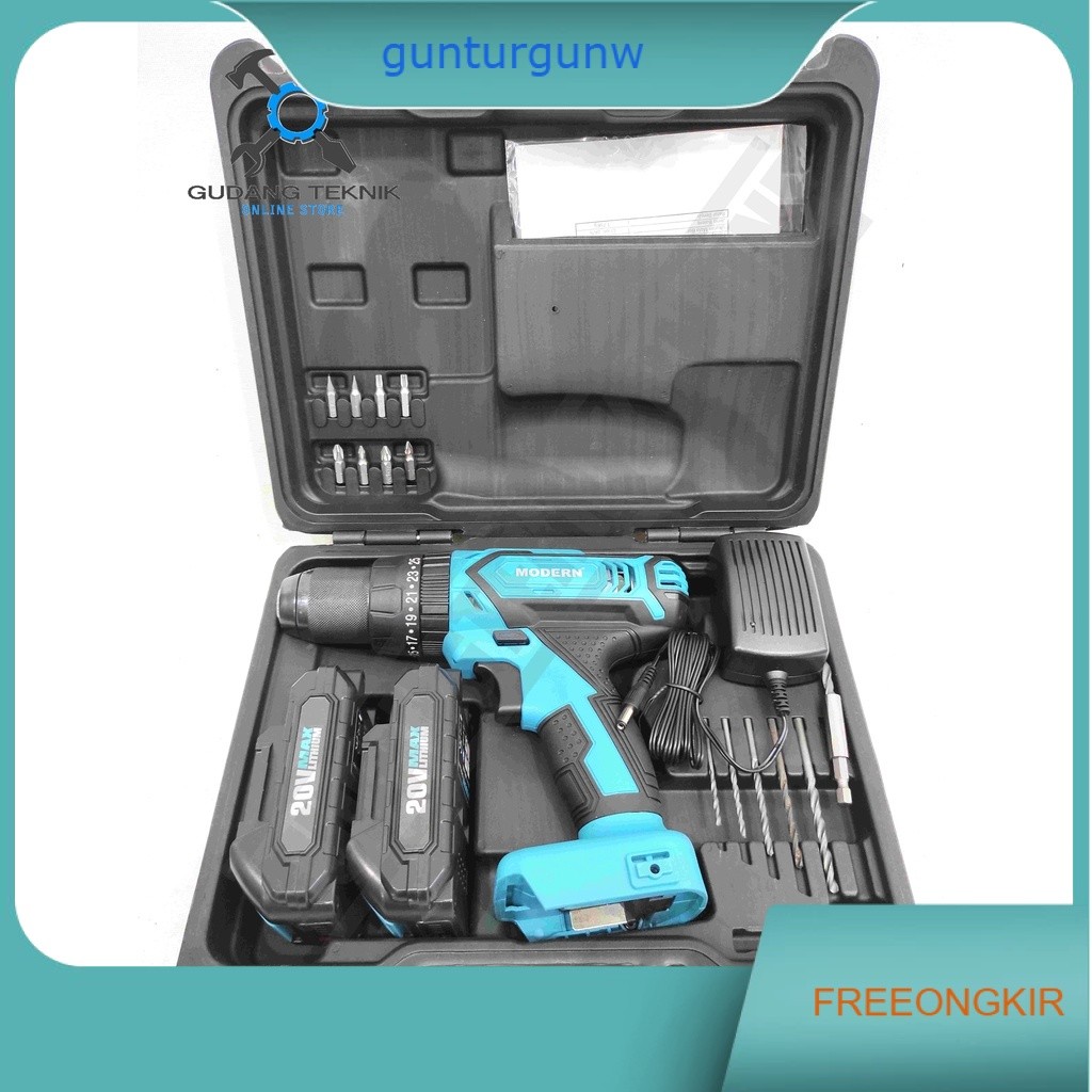 Modern M-20Li / Mesin Bor Baterai Modern M20Li  Cordless Drill Modern M20 li Bor Cas 20V Modern M 20