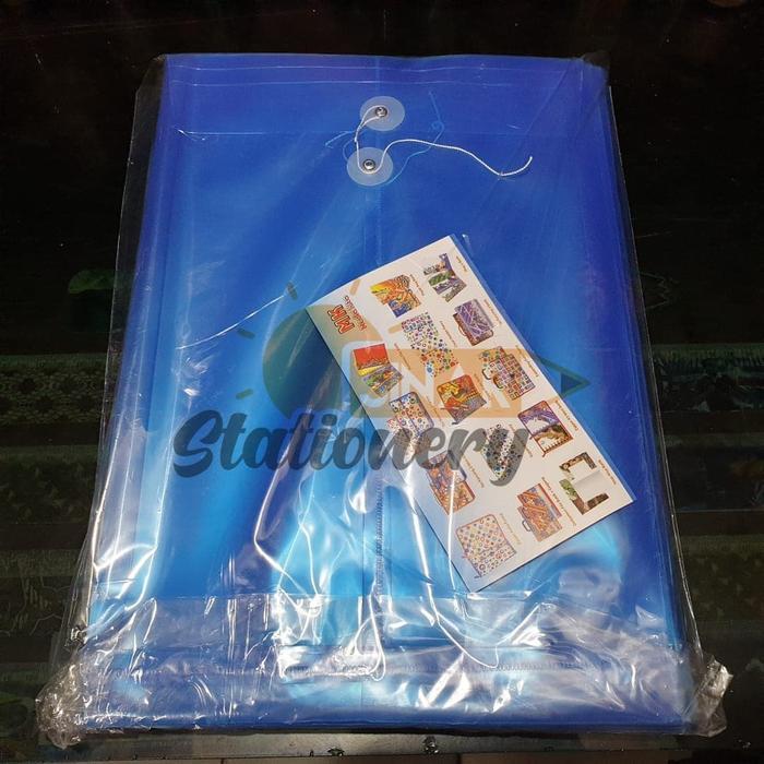 Map plastik tali f4 mediakita biru 1pak isi 12pc