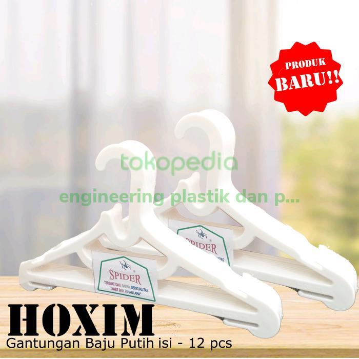 [ELECTROMAX] Gantungan baju putih plastik | Hanger Plastik | Hoxim PS Putih