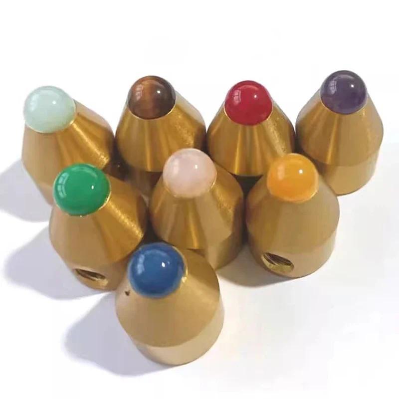 Colorful Crystal Tuning Fork Holder Universal Round Jade Elliptic Natural Crystal Small Screw Wrench