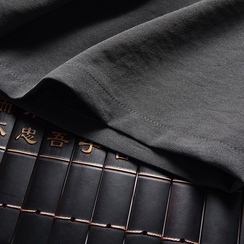 Setelan Pendek Pria Lansia Toga Sutra Dingin Gaya China Musim Panas Baju Ayah Hanfu