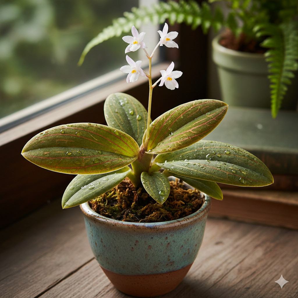 Jewel Orchid Ludisia | Macodes Petola Hijau | Tanaman Hias Indoor Terarium -Anggrek Permata Daun Bel