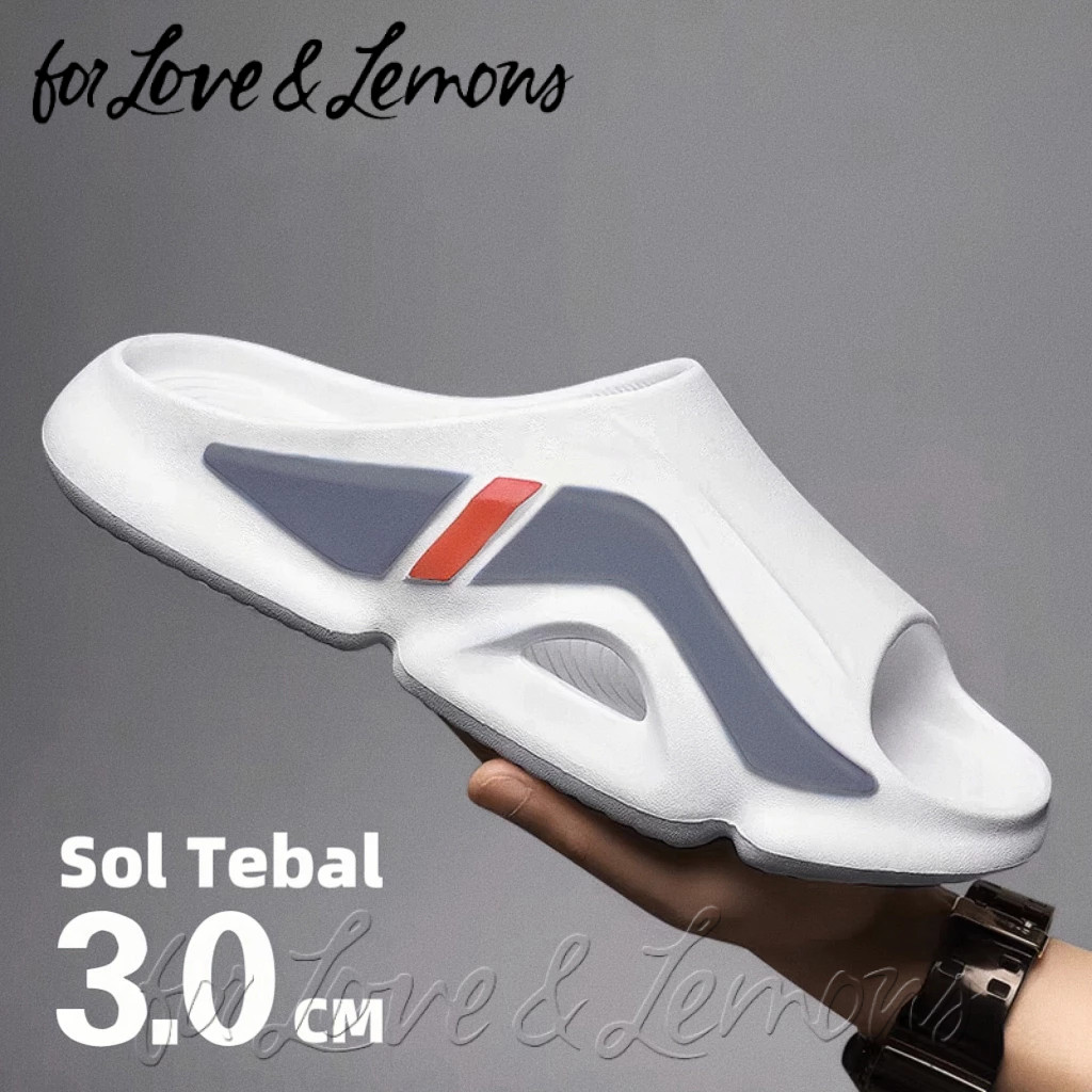 For Love&Lemons sandal pria Sandal Slop Pria Karet New Era Berker Ringan Anti Air