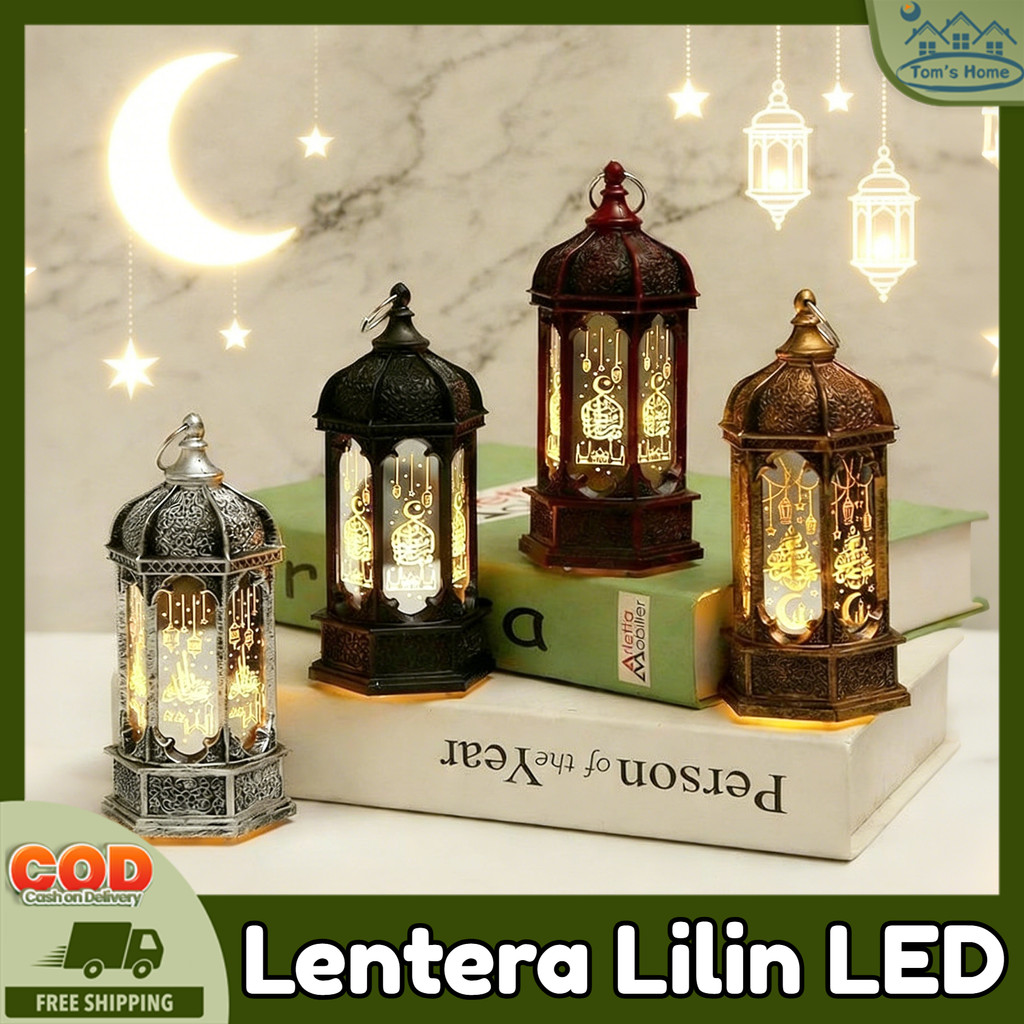 Lentera Lilin LED Kubah Lampu Souvenir LED Lampu Lilin Ramadhan Dekorasi Lentera Gaya Vintage Ramadh