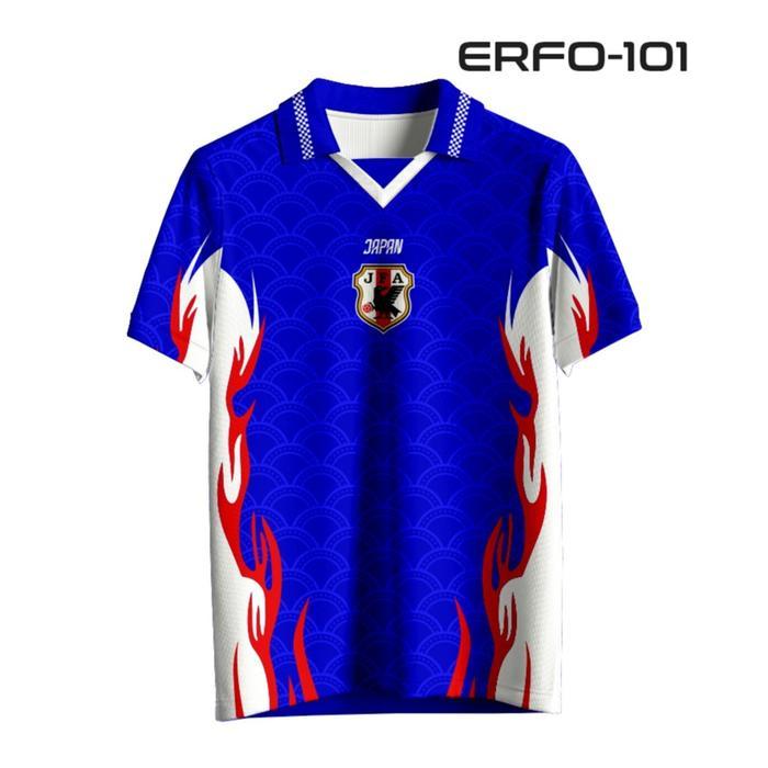 ERFO Jersey Jepang Retro 1998 World Cup Kaos Bola Motif Api Pria ERFO-101 Bahan Dryfit Milano Premiu