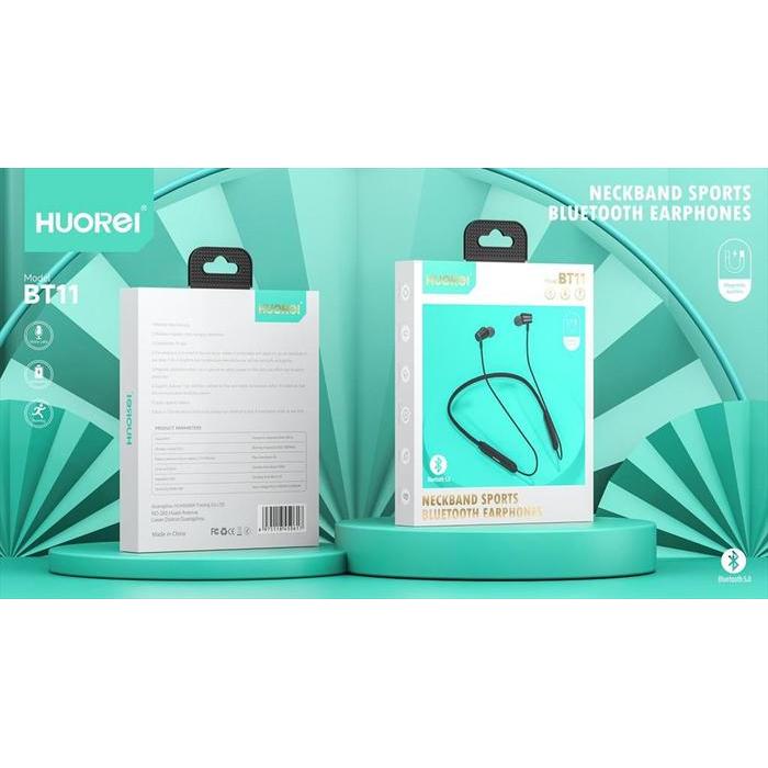 HUOREI Neckband Sport Bluetooth Earphone BT11 - Hitam