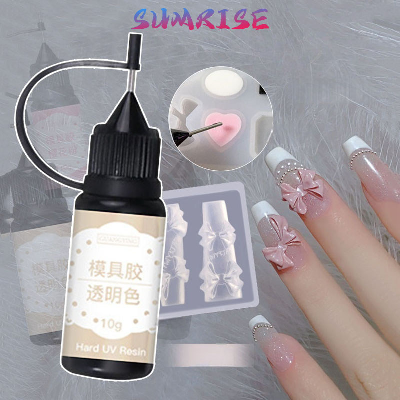Resin UV Keras & Gel UV Lunak untuk Kuku Paket Warna Transparan, Pink untuk Cetakan Drip Art dan DIY