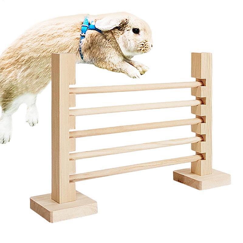 Rabbit Jump Hurdle Bar Adjustable Height Wood Hurdle Bar Obstacle Game for Rabbit Pet Bunny Jump Run