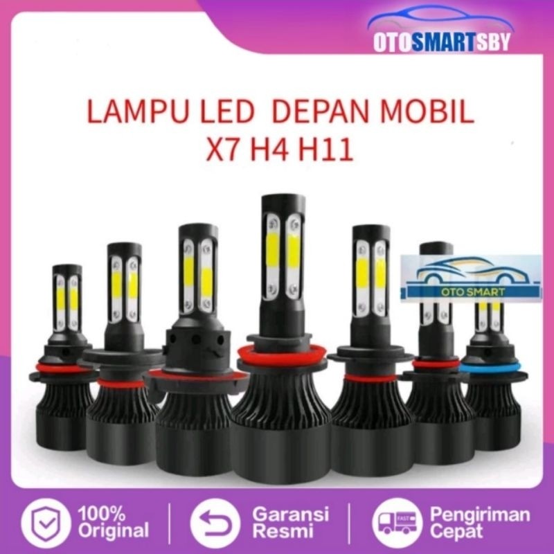 everleafco - Lampu LED Depan Mobil X7 H4 H11 Lampu Utama Mobil Super Terang