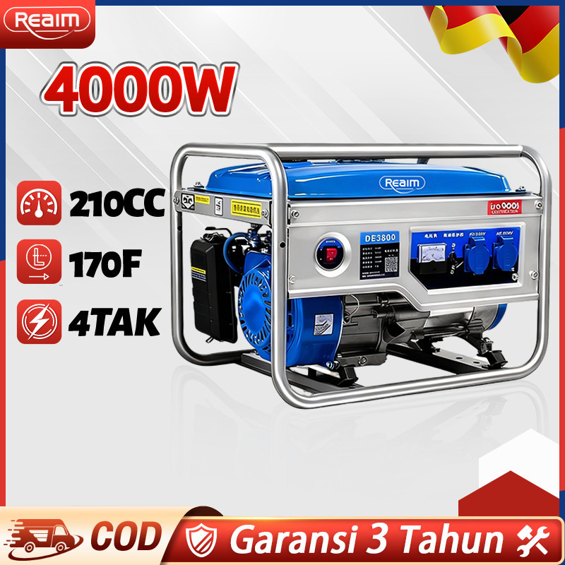 VS REAIM Mesin Genset Portable 4000W 210CC AVRPembangkit Listrik Mini untuk Rumah Tangga Outdoor Ben