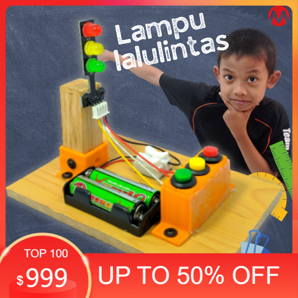 MAE-010 Diy mainan lampu lalulintas lalu lintas traffic light / mainan edukasi lampu lalu lintas / a