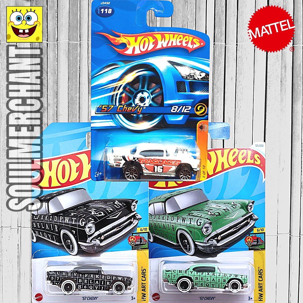 Hotwheels 57 Chevy Chevrolet Putih Hitam Hijau Diecast Classic Car