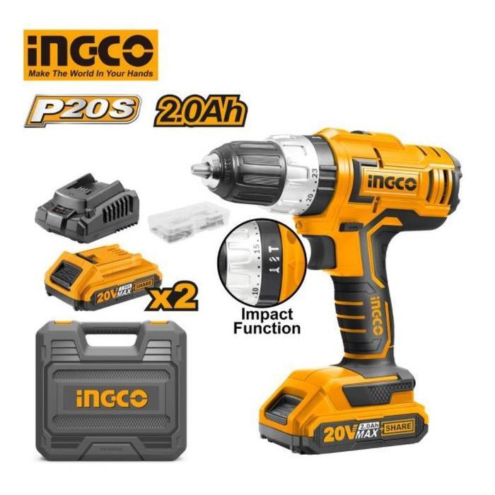 MESIN BOR IMPACT CORDLESS 20V HD INGCO CIDLI20031