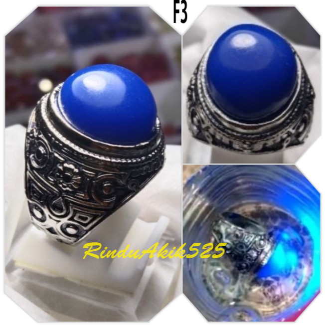 cincin pospor air fospor biru bisa nyala dalam air / fosfor biru hijau merah / F3 permata 15