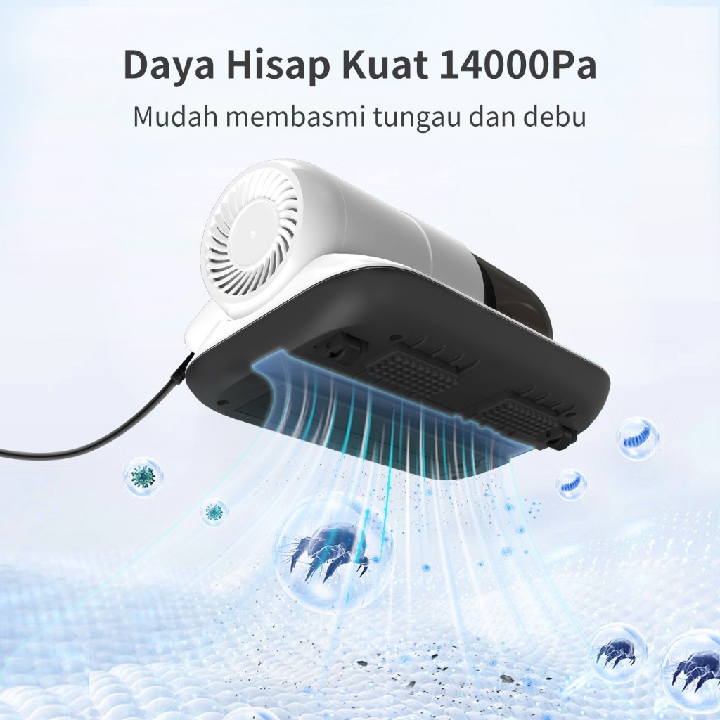 TERLARIS Simplus Pembasmi Tungau 14000Pa Vakum Penghilang Tungau Frekuensi Tinggi Penyedot Debu Kasu
