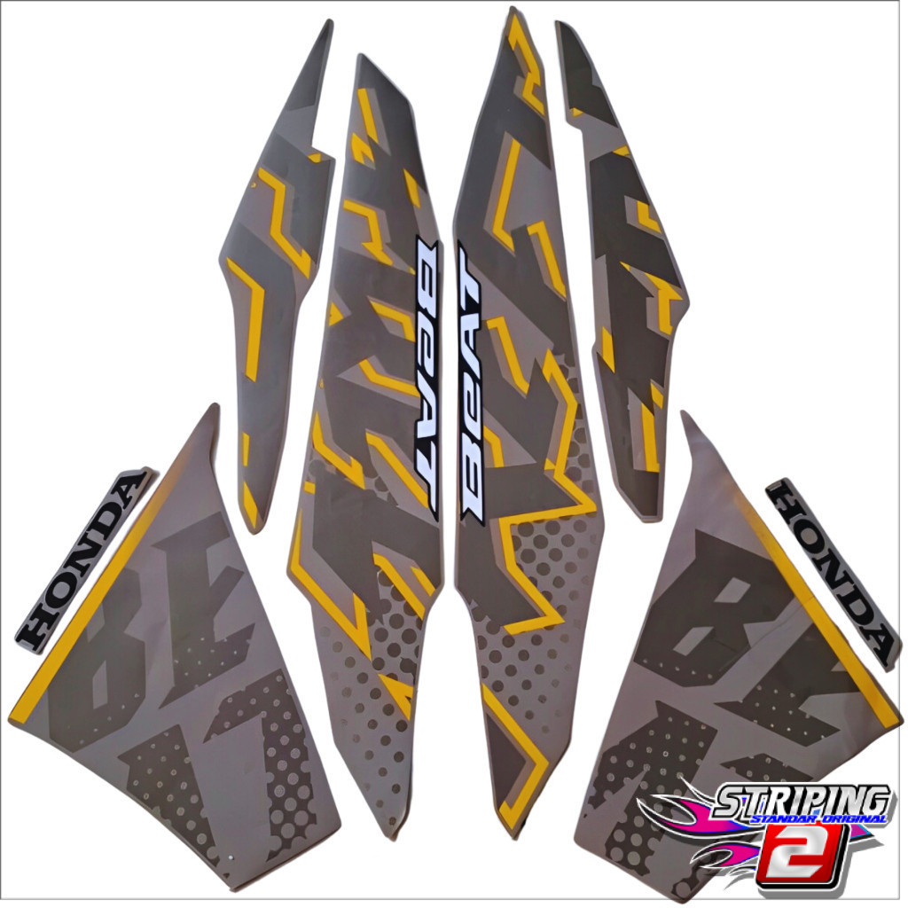 Stiker Striping Beat Street 2024 Coklat Gold Hitam New List Body Motor Beat Street