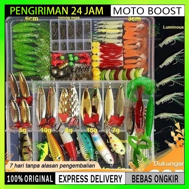 75pcs Set Umpan Pancing Fishing Tackle Box Soft Plastic Lure Umpan Campur Set Aksesoris Umpan Pancin