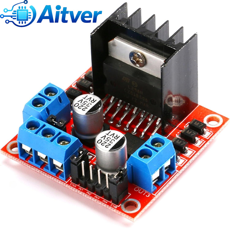 L298N Dual H‑Bridge Motor Driver Module DC/Stepper Motor Controller Board for Arduino,ESP32,Robot Ca