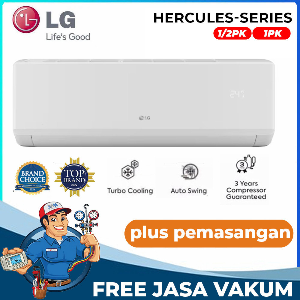 SS AC LG 1/2 PK/AC LG 1 PK + PASANG LG NEW HERCULES LG H09TN4 Turbo Cooling JURAGAN