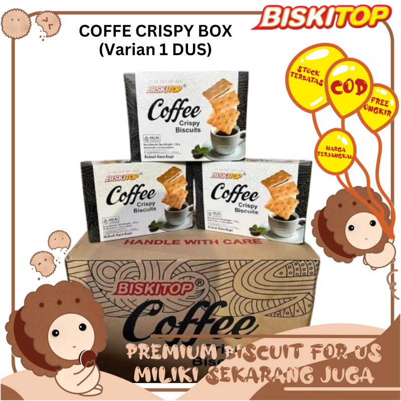 BISKITOP - COFFE CRISPY BOX (1 DUS ISI 24 BOX) Coffee Crispy Biscuits Biskuit Rasa Kopi Halal Snack 