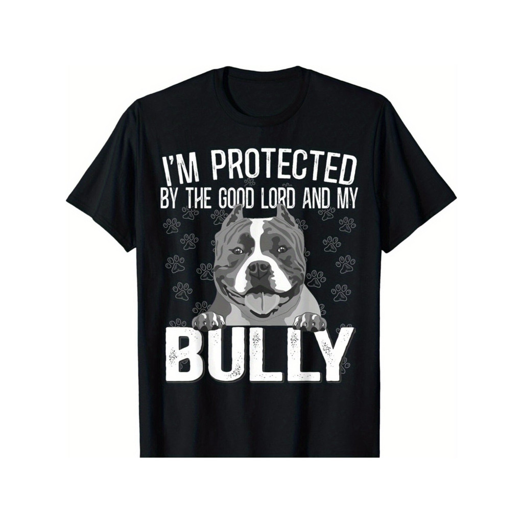 Kaos Pitbull XL Bully Dilindungi Tuhan, Hadiah American Bully Unisex