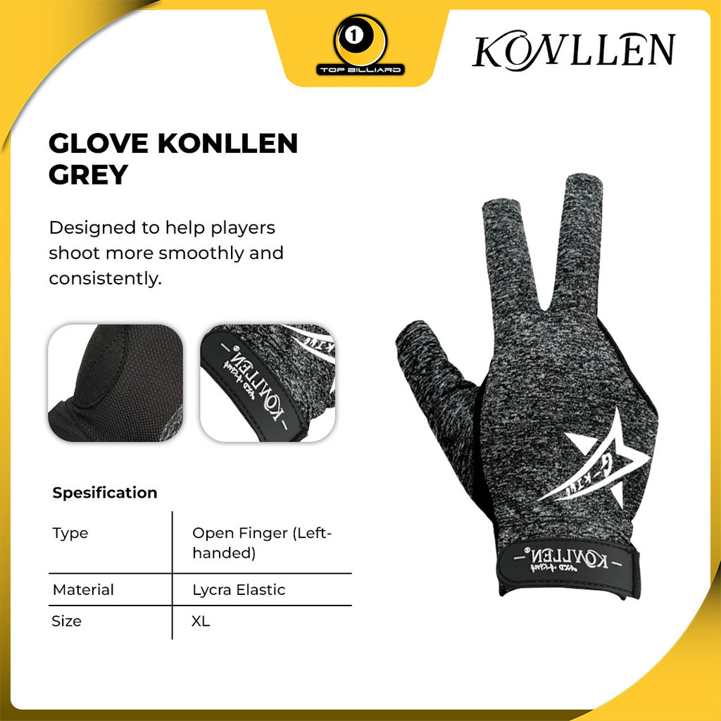Glove Sarung Tangan Billiard Konllen Open Finger Play Billiard