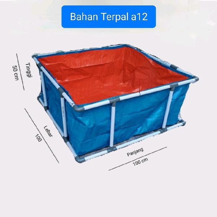 PROMO  Terpal Kolam Ikan 200x100x50 Kolam Terpal Ikan Full Set Dan Rangka - 100x100x50