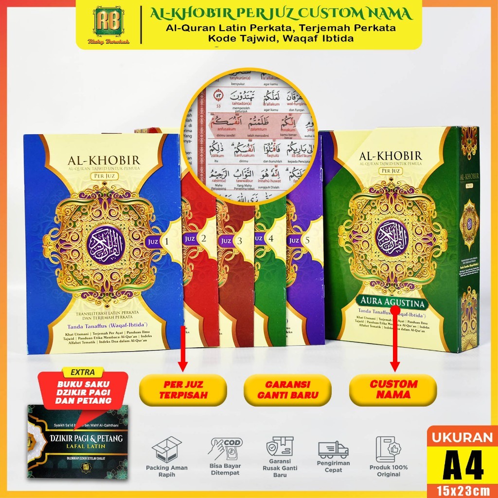 TERLARIS Alquran Khobir Per Juz A4 Ukuran Besar Al Quran Perkata Latin dan Terjemahan 30 Jus Terpisa