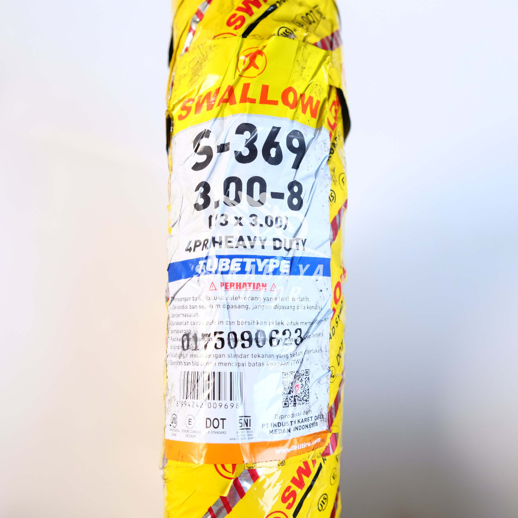 Ban 300-8 S369 4PR SWALLOW Bungkus Heavy Duty Ban Luar Vespa Ring 8 Gerobak Artco Swallow Angkong Wh