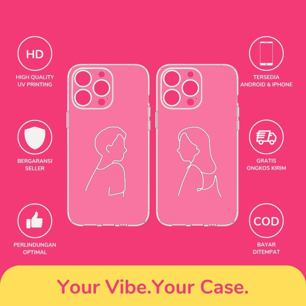 Custom Case Line Art Couple All Type Hp Softcase Anticrack Lucu Cute Casing Cassing Costum Costume C