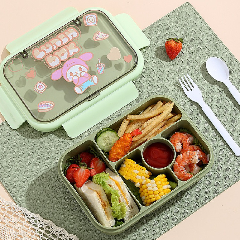 GROWSIR Kotak Makan / Lunch Box Anak 5 sekat 1200ml – Bento Box Set Sendok Garpu BPA FREE