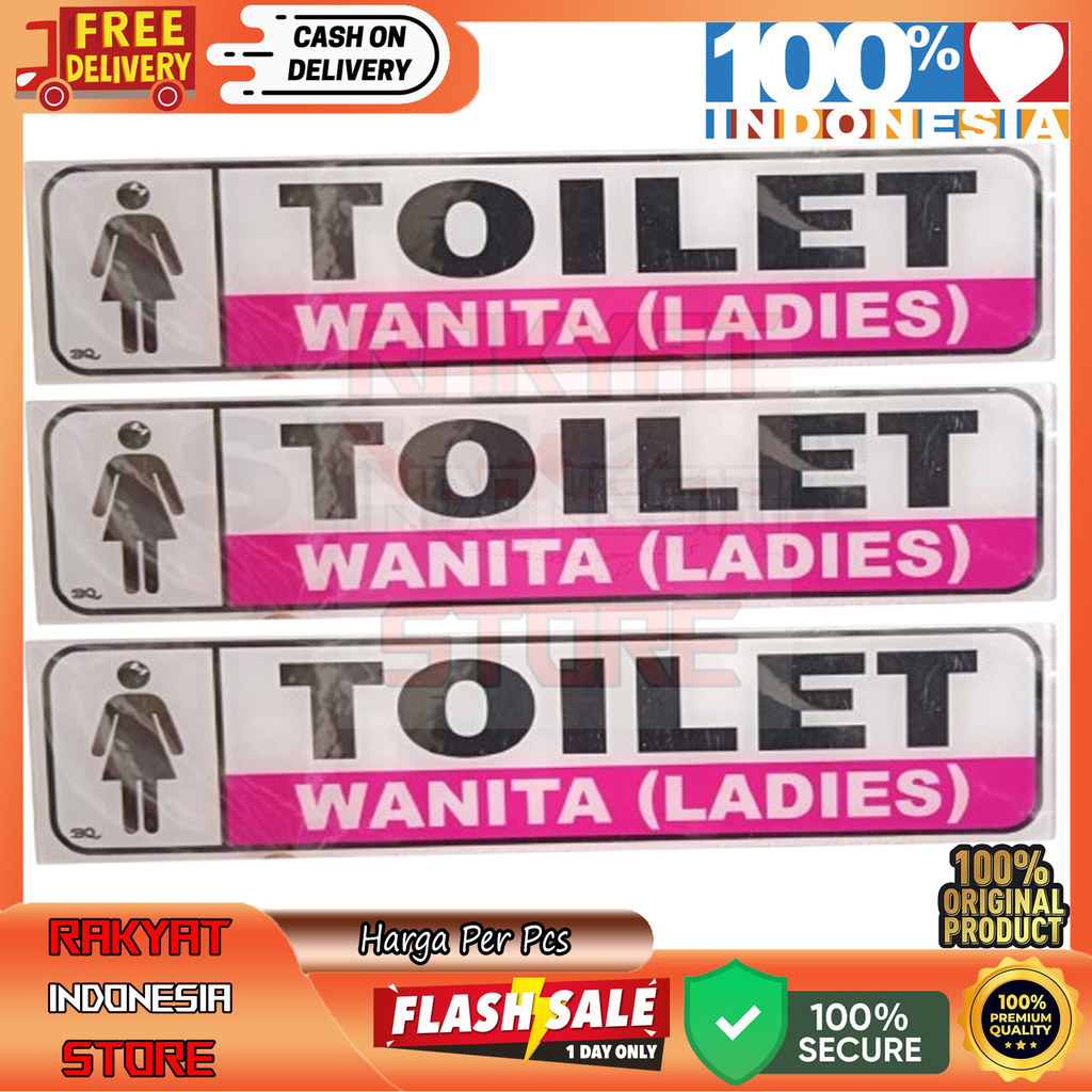 Acrylic Toilet Wanita Ladies Stiker Papan Label Akrilik Sign Signage Board Tanda Larangan Tulisan Tu