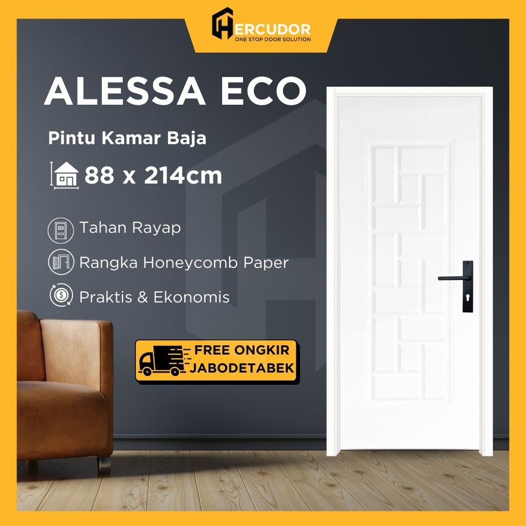 JL ECO - Pintu Utama / Pintu Kamar Tidur Baja Tebal ALESSA JL ECO Series 88x214 JLDOOR