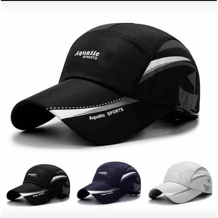 Topi Aquatic Sport Outdoor Unisex topi Olahraga Pria Wanita Keren Murah Topi Sport Pria Simpel Termu