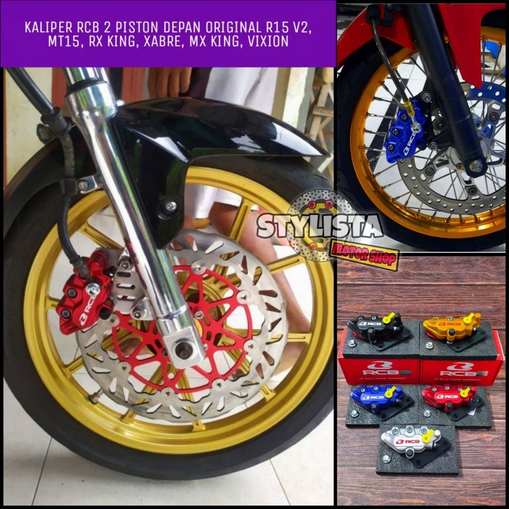 KALIPER RCB S SERIES MX KING RX KING XABRE VIXION OLD VIXION NEW R15 V2 KALIPER DEPAN RCB 2 PISTON O