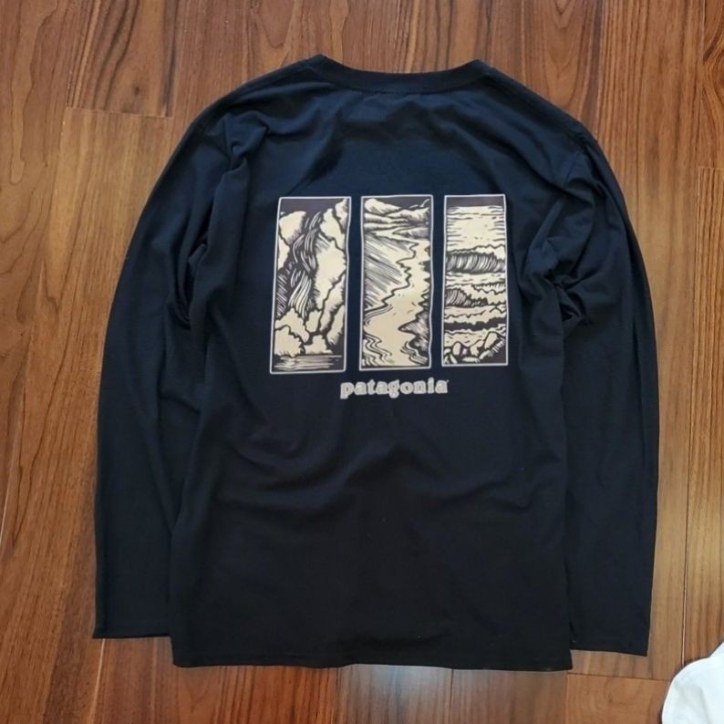 Patagonia Pure Cotton Long Sleeved T-shirt Base New Print Men's and Women's Classic Casual