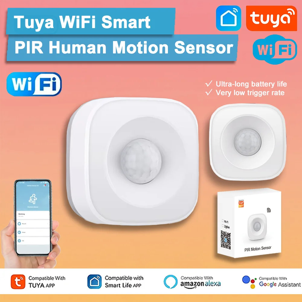 Sensor Gerak PIR WiFi Smart Online Notification Detected App Tuya Human Motion Detector 120° Jarak 5