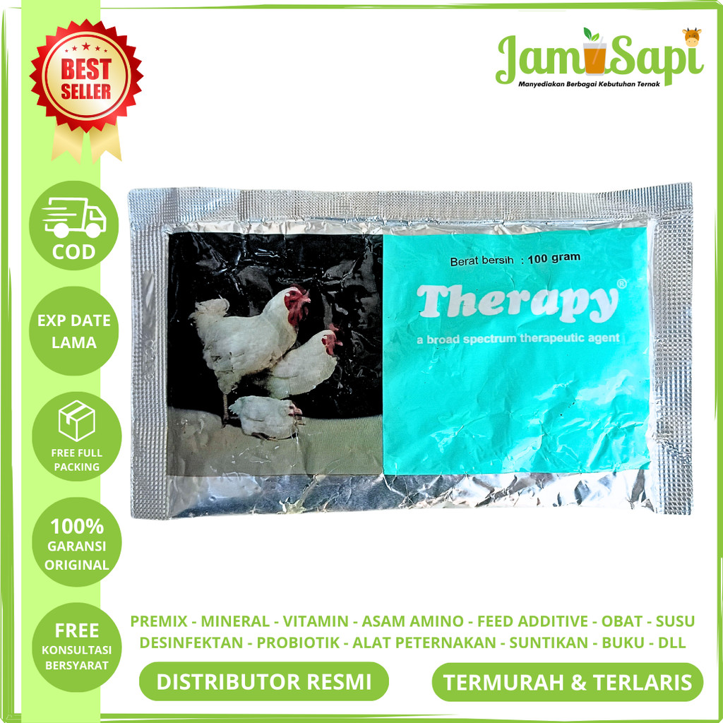 THERAPY 100 GRAM MEDION - Therapy Ayam - Obat Ayam Antibiotik Ayam Obat Crd Koksi Coryza Snot Flu Ay