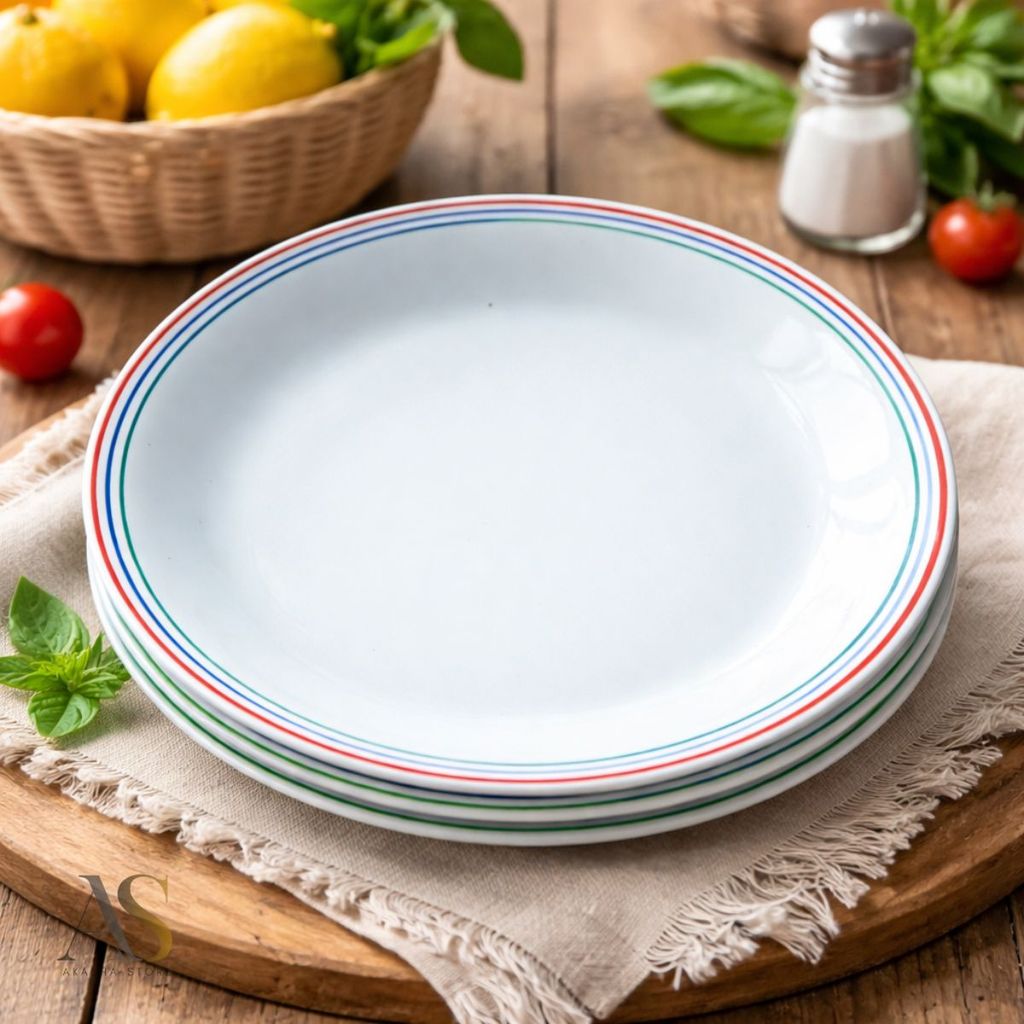 Piring Keramik 1/2 Lusin 10 Inch Ceper Pelangi Packing Kayu