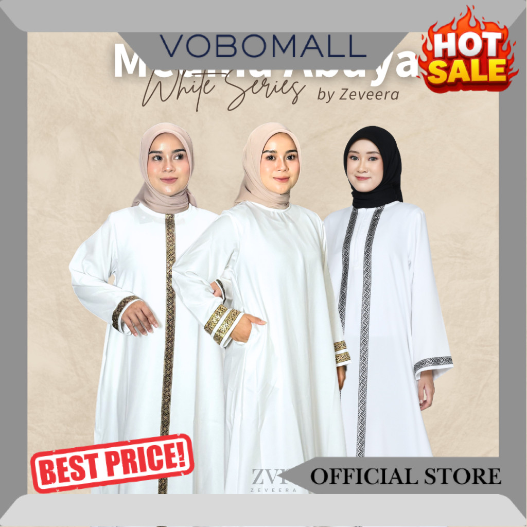 Zeveera Medina Abaya All White Series | Dress Gamis Syari Umroh Shakila Premium RV