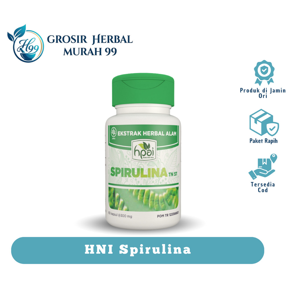 [ORIGINAL] Spirulina HNI HPAI Isi 60 Kapsul - Suplemen Imun Tubuh & Masker Wajah